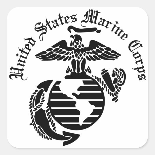US MC United States Marine Corps Vierkante Sticker (Voorkant)