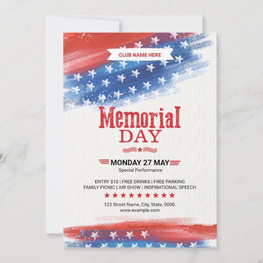 Us Memorial Day Celebration Flyer Kaart (Voorkant)