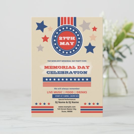 Us memorial day evenement flyer sjabloon kaart (Staand voorkant)