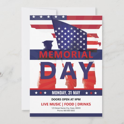 Us Memorial Day-feest uitnodiging template (Voorkant)