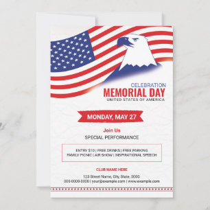Us Memorial Day Party Flyer Sjabloon Kaart