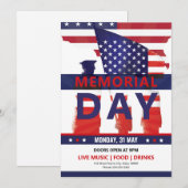 US Memorial Day Party Invitation Sjabloon Kaart (Voorkant / Achterkant)