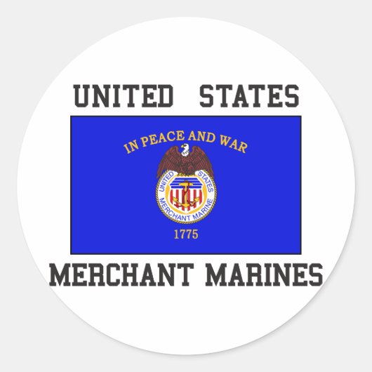 US Merchant Marine Ronde Sticker (Voorkant)