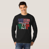 US & Mexican Flag MEXICAN ROOTS Half American Half T-shirt (Voorkant volledig)