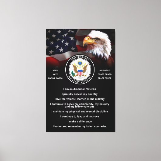 US Militaire VETERAN Creed Canvas Afdruk (Voorkant)