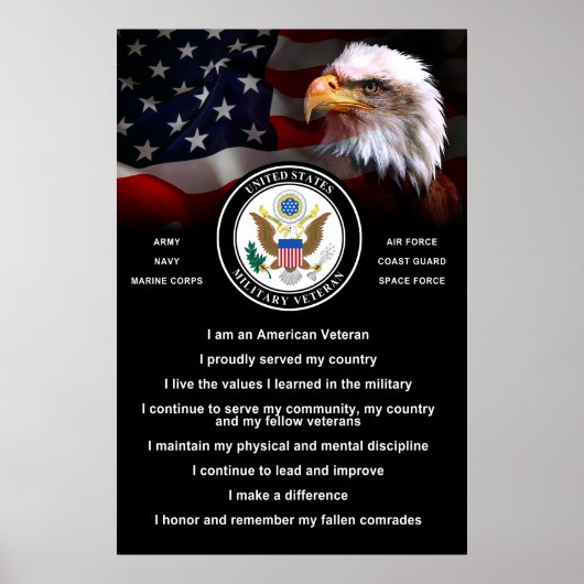 US Militaire VETERAN Creed Poster (Voorkant)