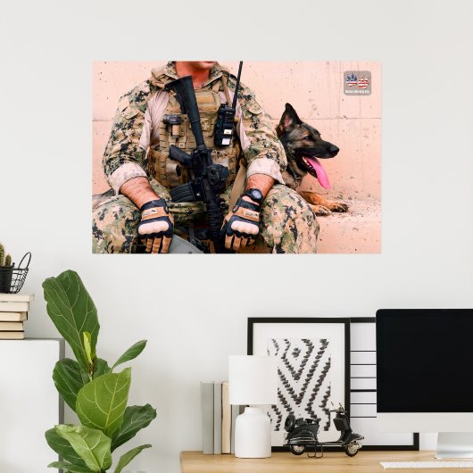 US MILITAIRE WERKDOG POSTER (Thuiskantoor)