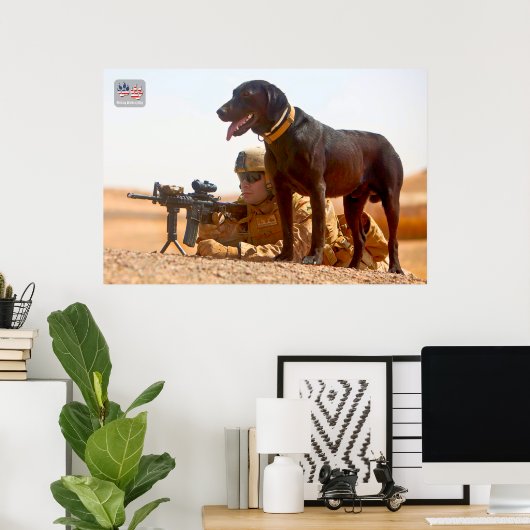 US MILITAIRE WERKDOG POSTER (Thuiskantoor)