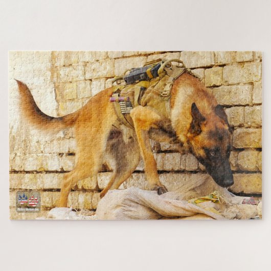 US MILITAIRE WERKENDE HOND (20x30 inch) Legpuzzel (Horizontaal)