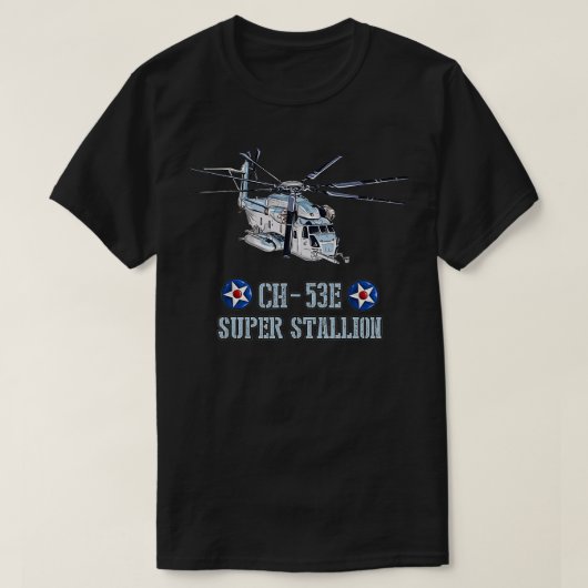US Military Vliegtuig CH53E Superhengst Heavy Hel T-shirt (Design voorkant)