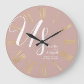 US Modern Romantisch Bruiloft op Dusty Pink Grote Klok (Voorkant)