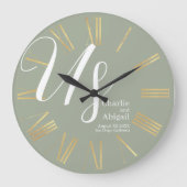 US Modern Romantisch Bruiloft op Sage Green Grote Klok (Voorkant)