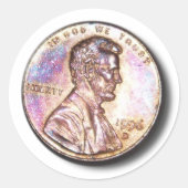 US-munt penny Ronde Sticker (Voorkant)