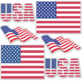 US National Flag Contour Sticker