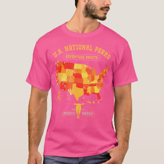 US National Park Kaart -  Amerikaanse Wandelcam T-shirt