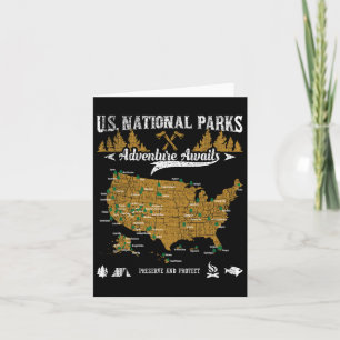 US National Parks Adventure wacht - wandelen en ca Kaart