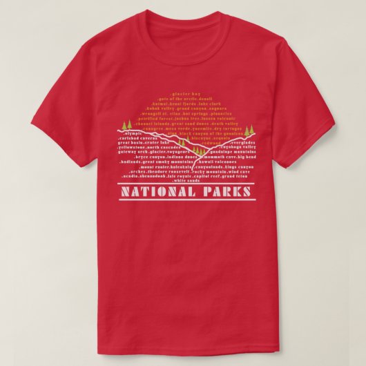 US National Parks List T-shirt (Design voorkant)