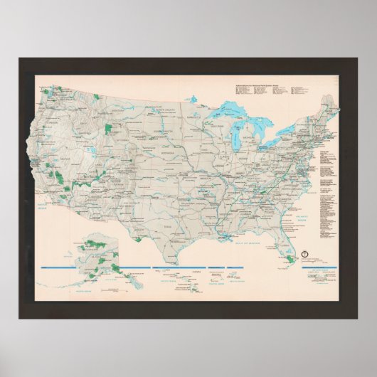 US National Parks Map (2000) Poster (Voorkant)