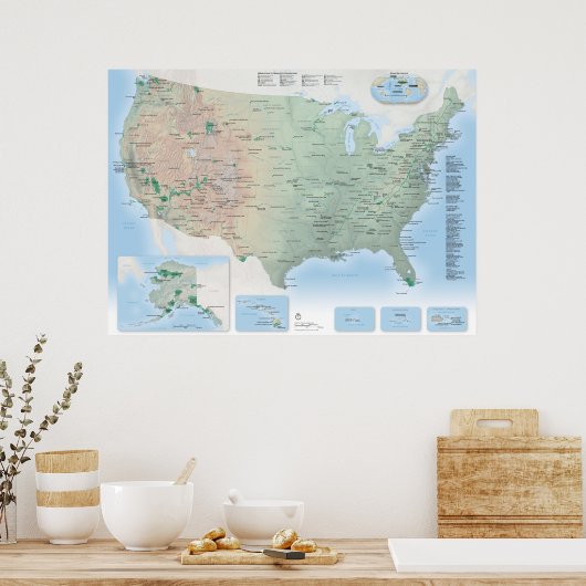 US National Parks map poster (Keuken)