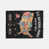 Us National Parks Map Preserve Protect Hiking Camp Fleece Deken (Voorkant (Horizontaal))