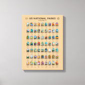 US National Parks of America Checklist  Canvas Afdruk (Voorkant)