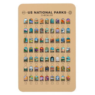 US National Parks of America Checklist  Magneet