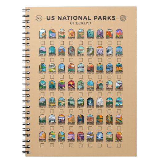 US National Parks of America Checklist Notitieboek (Voorkant)