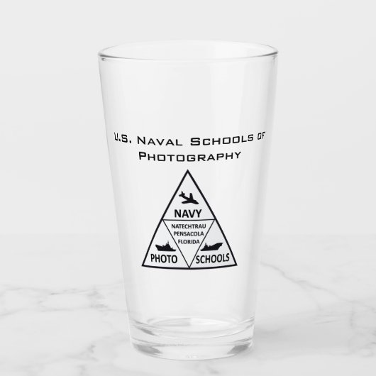 US Naval School of Photography Glass Tumbler B&W (Voorkant)