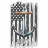  US Navy Anchor en Vlag Patriottische Vibes Sticker (Voorkant)