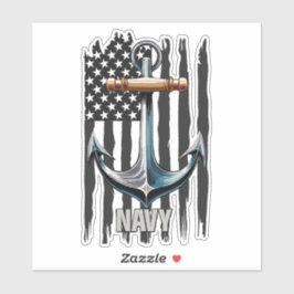  US Navy Anchor en Vlag Patriottische Vibes Sticker