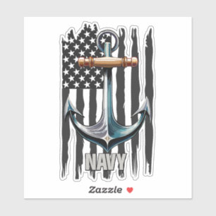 US Navy Anchor en Vlag Patriottische Vibes Sticker