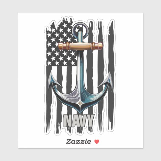  US Navy Anchor en Vlag Patriottische Vibes Sticker (Vel)