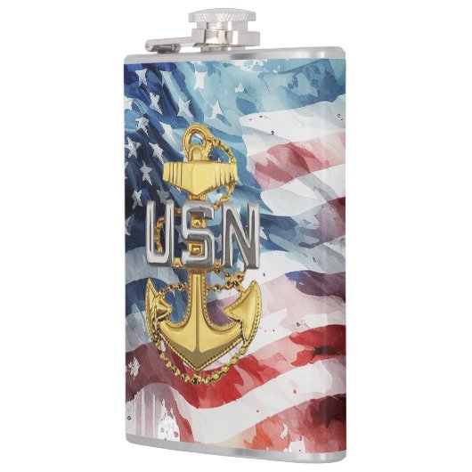 US Navy Chief Flask, E7 Pinning Gift Heupfles (Links)