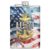 US Navy Chief Flask, E7 Pinning Gift Heupfles (Voorkant)