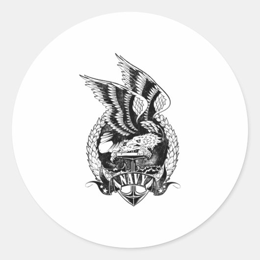 US Navy eagle embleem roze Ronde Sticker (Voorkant)