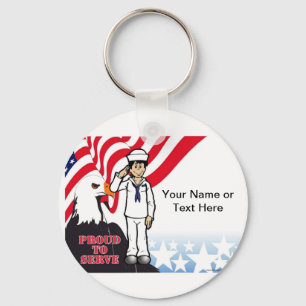 US Navy - Mannelijke Cartoon door PrintedPerfectio Sleutelhanger