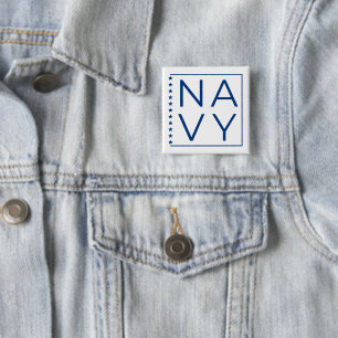 US NAVY pin in Blue and White Vierkante Button 5,1 Cm