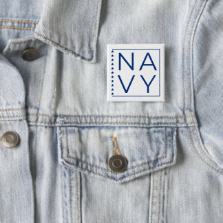 US NAVY pin in Blue and White Vierkante Button 5,1 Cm