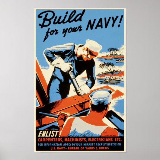 US Navy Poster - Bouw voor uw marine (Voorkant)