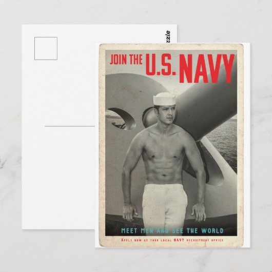 US Navy Recrugement Poster Briefkaart (Voorkant / Achterkant)