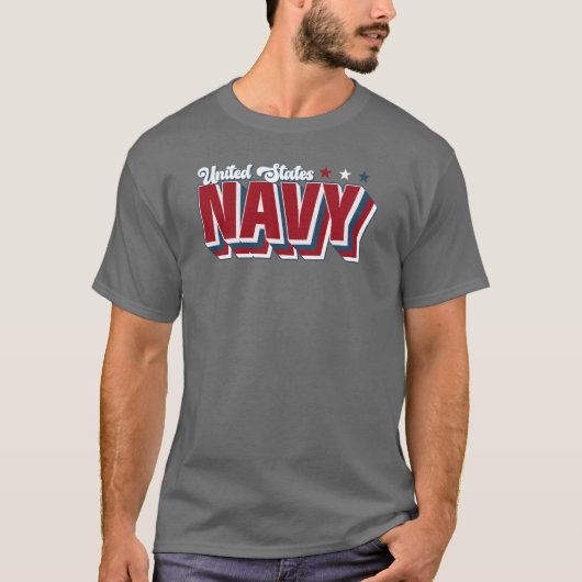 US Navy Retro Rood Wit en Blauw Vibes T-shirt (Voorkant)