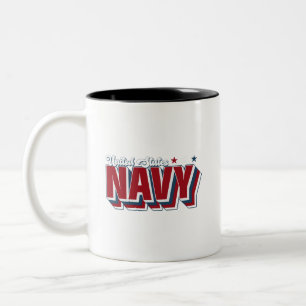 US Navy Retro  Rood Wit en Blauw Vibes Tweekleurige Koffiemok