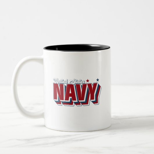 US Navy Retro  Rood Wit en Blauw Vibes Tweekleurige Koffiemok (Links)