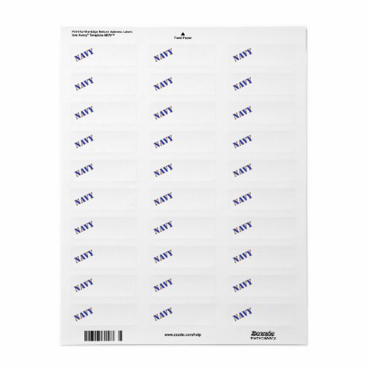 US Navy Return Address Label (Full Sheet)