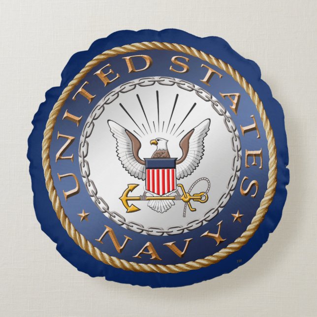 US Navy Round Pillow Rond Kussen (Voorkant)