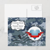 US Navy Save the Date and Heart Aankondigingskaart (Voorkant / Achterkant)