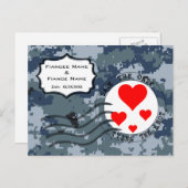US Navy Save the Date and Hearts Aankondigingskaart (Voorkant / Achterkant)