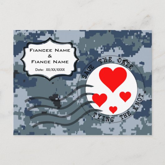 US Navy Save the Date and Hearts Aankondigingskaart (Voorkant)