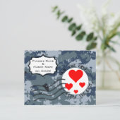 US Navy Save the Date and Hearts Aankondigingskaart (Staand voorkant)