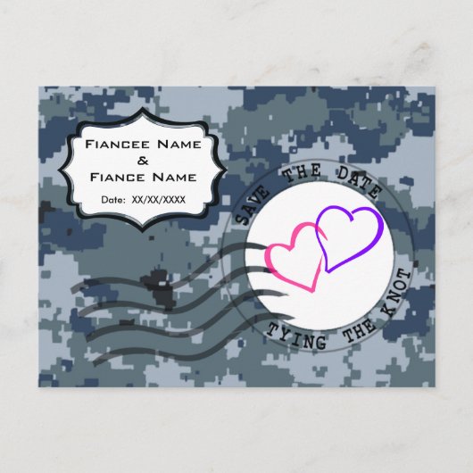US Navy Save the Date and Hearts Aankondigingskaart (Voorkant)